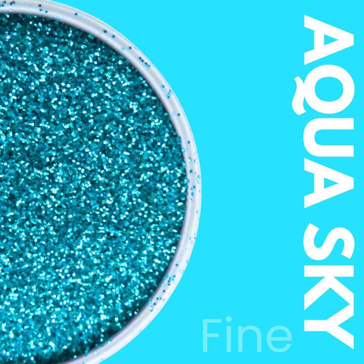 Close-up of turquoise glitter with &