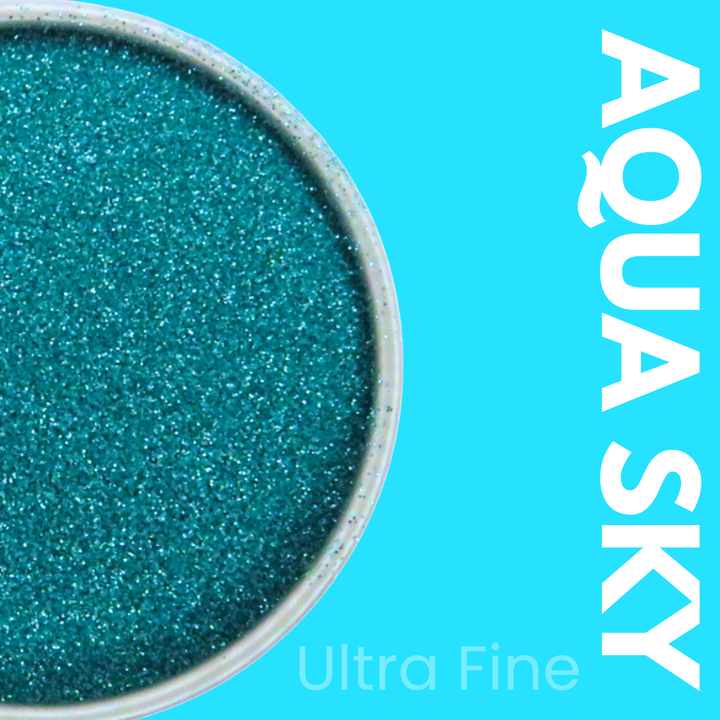 Blue glitter powder in a container with &