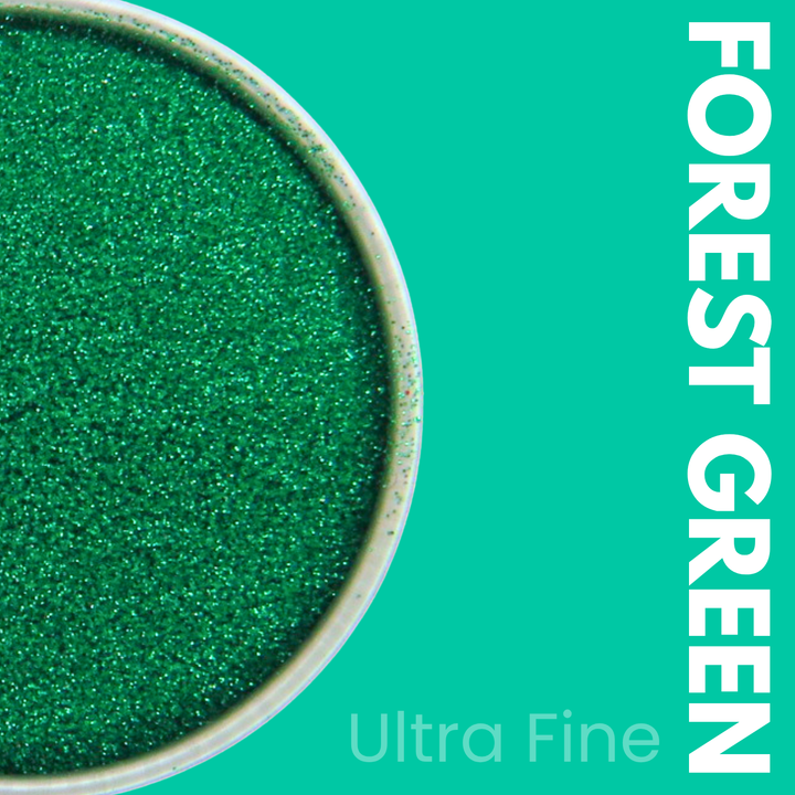 Green Ultra Fine Glitter Makeup in a Luminosity Glitter pot and packaging box