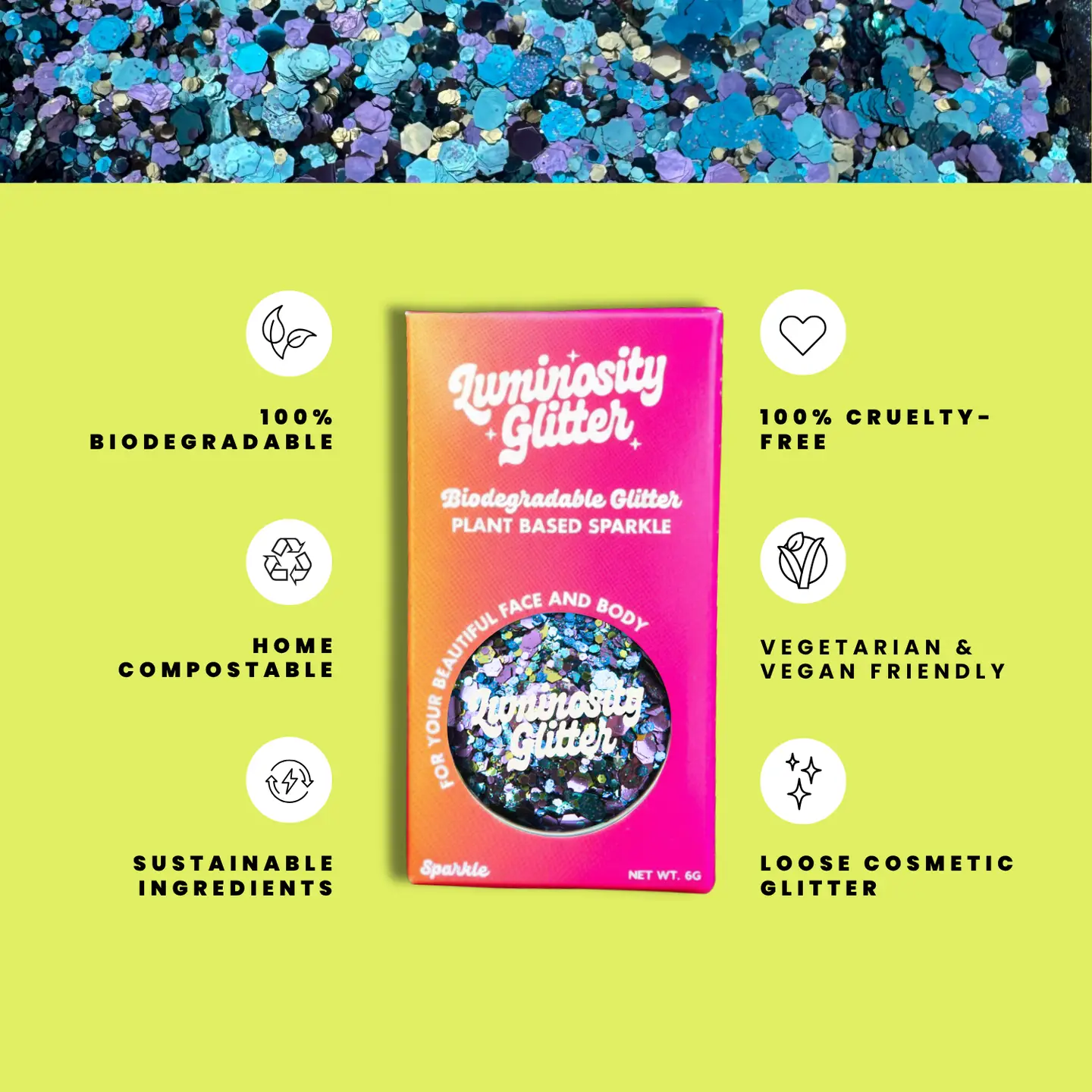 Information and features on the Peacock blend of biodegradable glitter