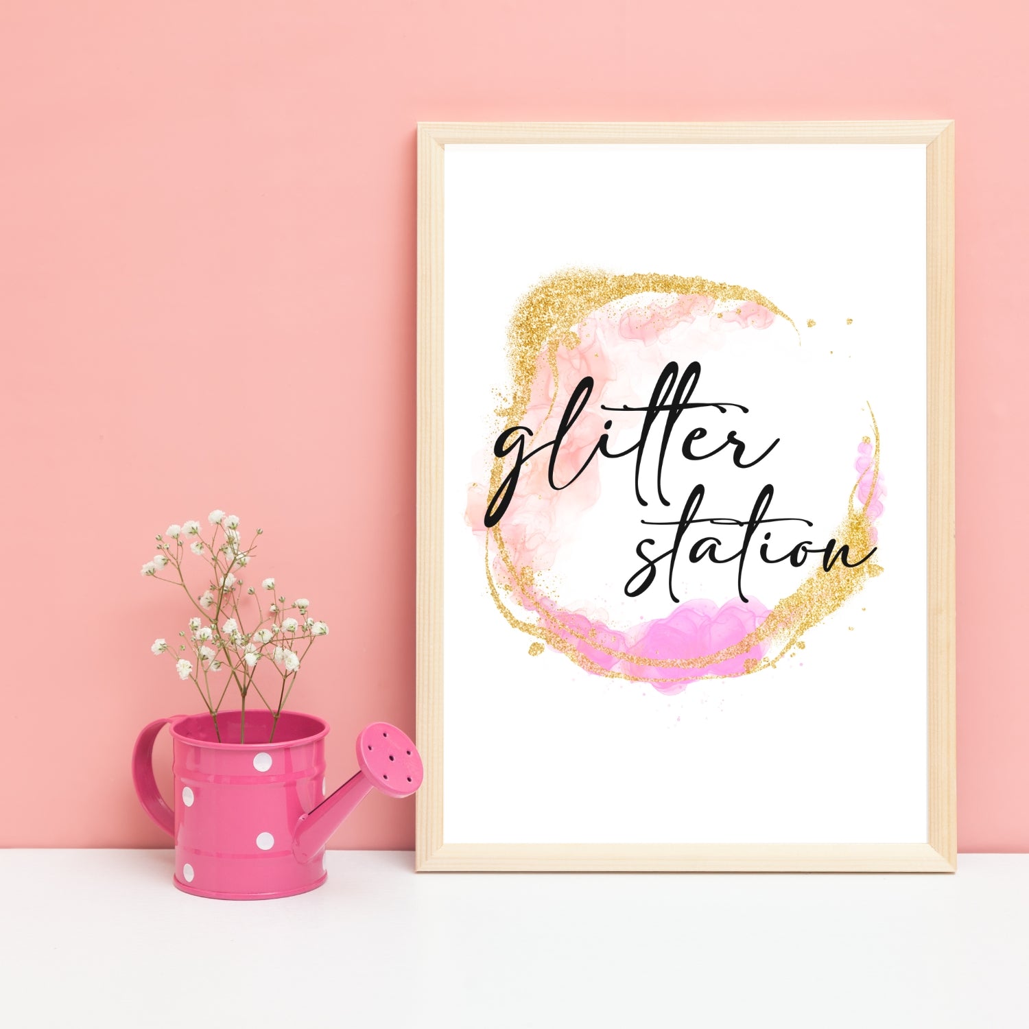 A4 glitter station downloadable sign