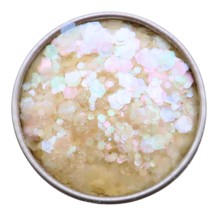 Close-up of Aurora Festival Glitter Mix, biodegradable cosmetic glitter by Luminosity Glitter
