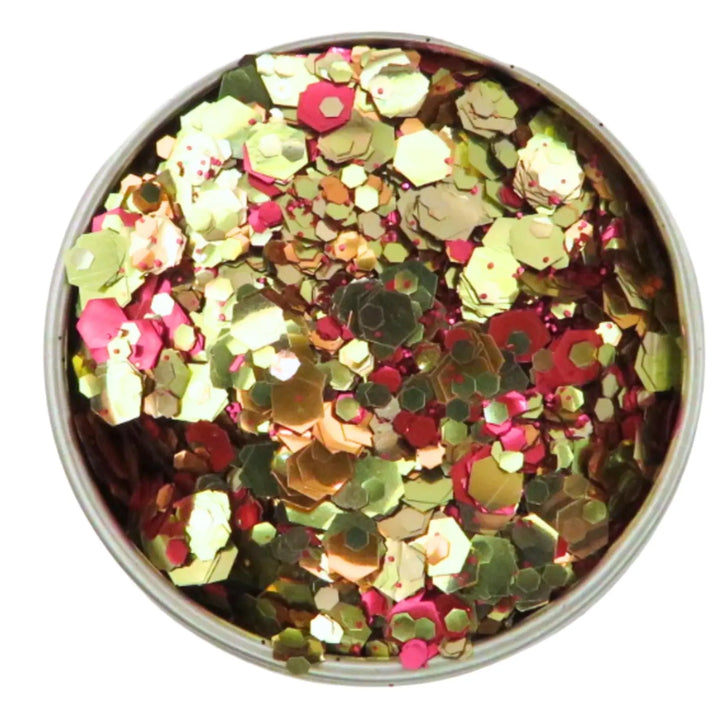 Close-up of Autumn Leaves Eco Glitter, biodegradable cosmetic glitter by Luminosity Glitter