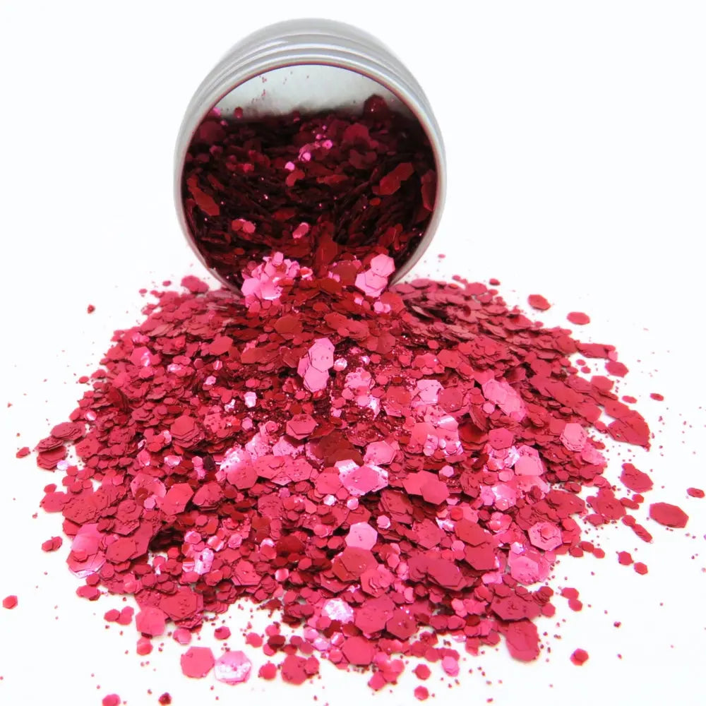 Blush Red Glitter Blend: biodegradable cosmetic glitter by Luminosity Glitter