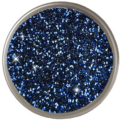Close-up of rich royal blue craft glitter with a sparkling metallic finish.