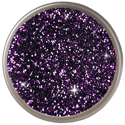 Close-up of deep purple craft glitter with bright reflective sparkle.