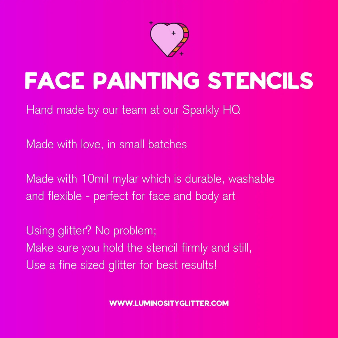 How to use Luminosity Glitter reusable face painting and glitter tattoo stencils