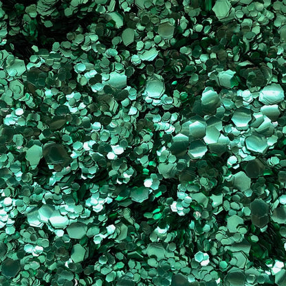 Blend of green biodegradable glitters. Glittery green mix for festivals and cosmetics.