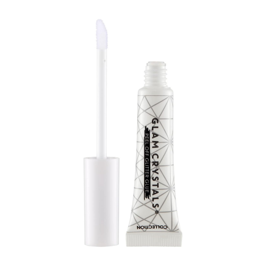 Glam Crystals eyelash glue tube with applicator on a white background