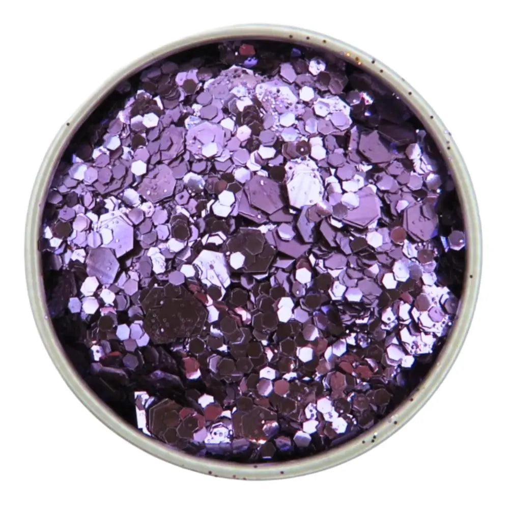 Close-up of Purple Rain Glitter Blend, biodegradable cosmetic glitter by Luminosity Glitter