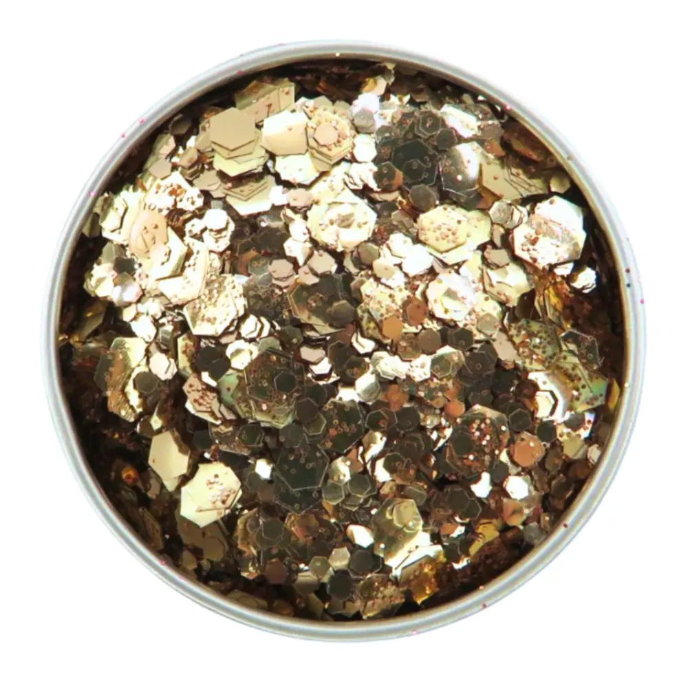 Close-up of Rose Gold Glitter Blend, biodegradable cosmetic glitter by Luminosity Glitter