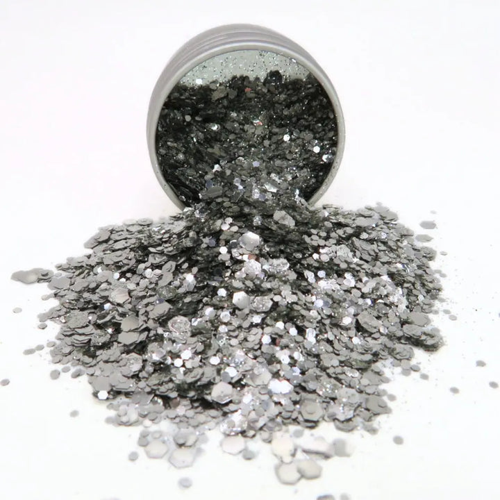 Silver Moon Glitter Blend: biodegradable cosmetic glitter by Luminosity Glitter