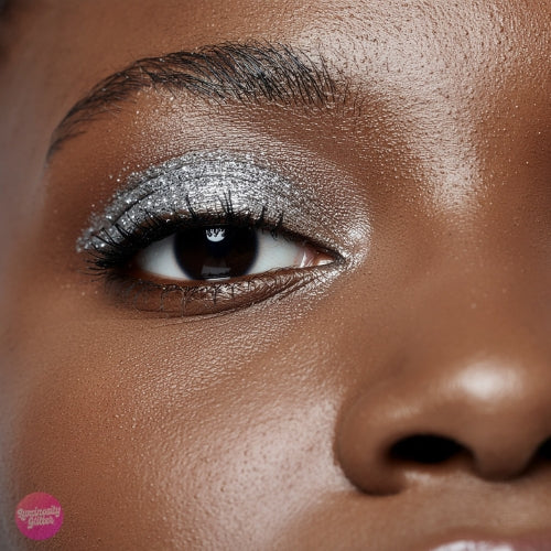 Silver fine glitter makeup look