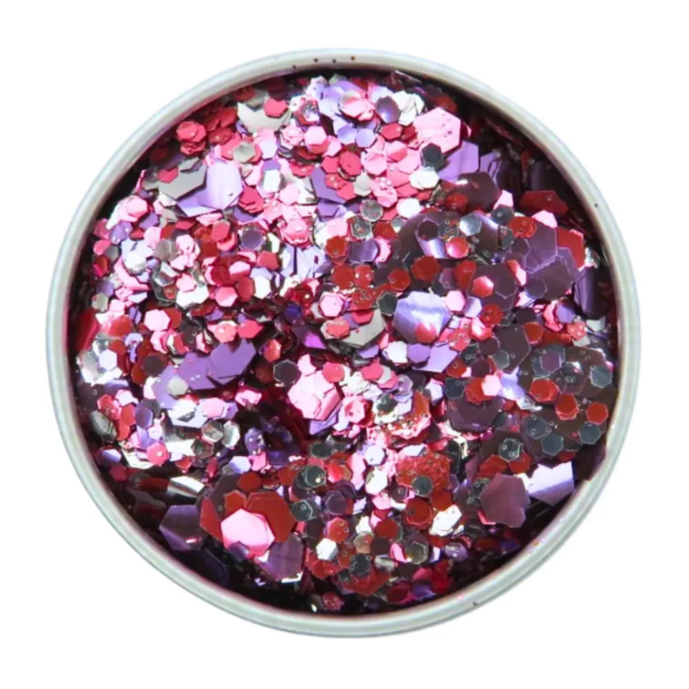 Close-up of Sweetheart Festival Glitter Mix, biodegradable cosmetic glitter by Luminosity Glitter