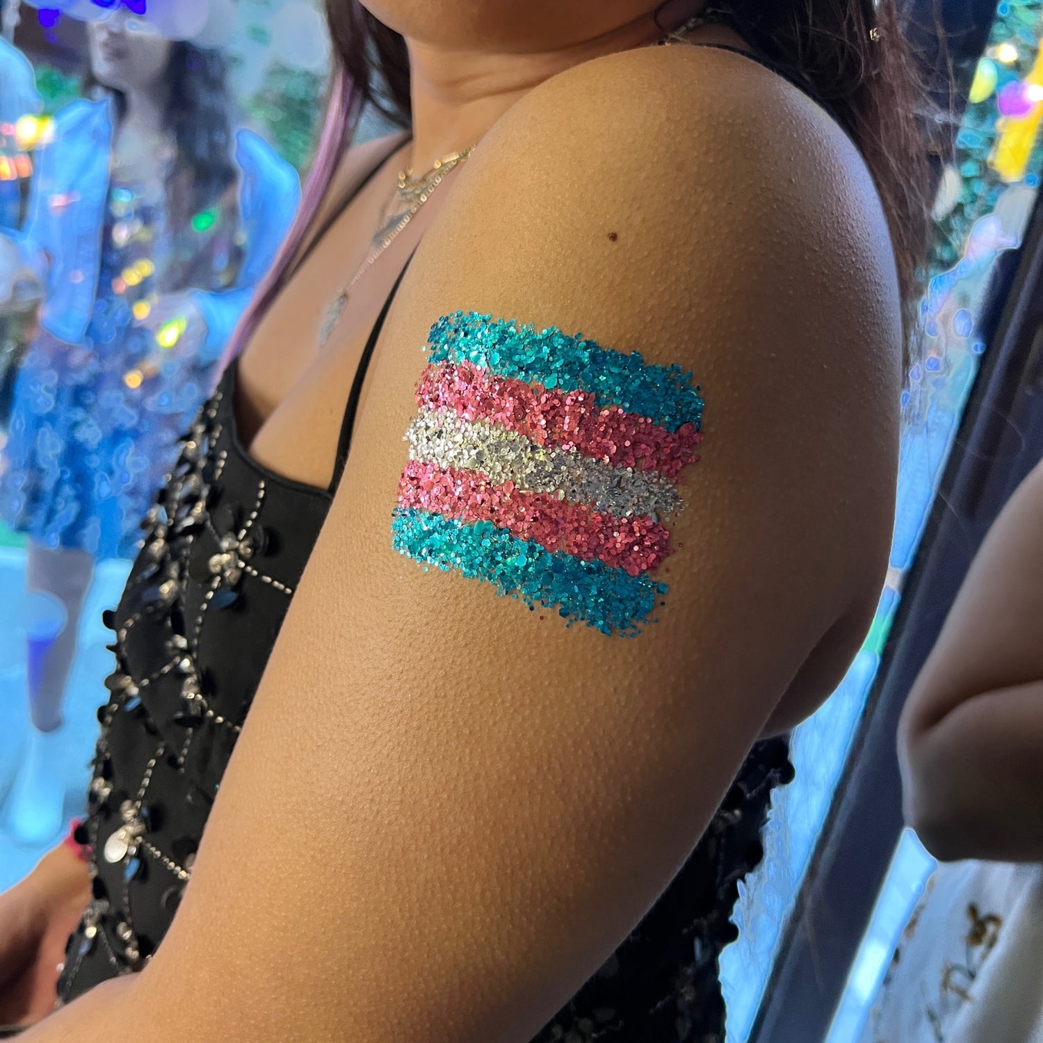 Trans pride glitter flag